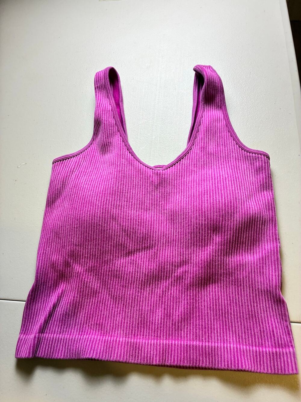 AS Revival Ribbed Seamless Cropped Tank Sports Bra Pink Women's Small S